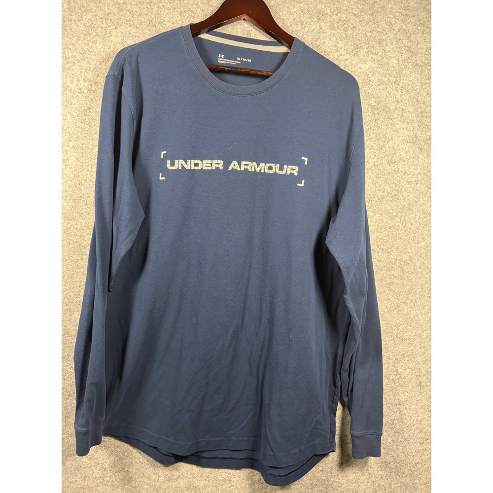 Under Armour Mens XLβ Navy Blue Long Sleeve Graphic Logo Loose Fit T-Shirt